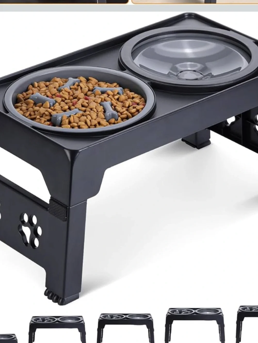 Adjustable Raised Dog Bowl with 2 Stainless Steel Dog Food Bowls slow feed